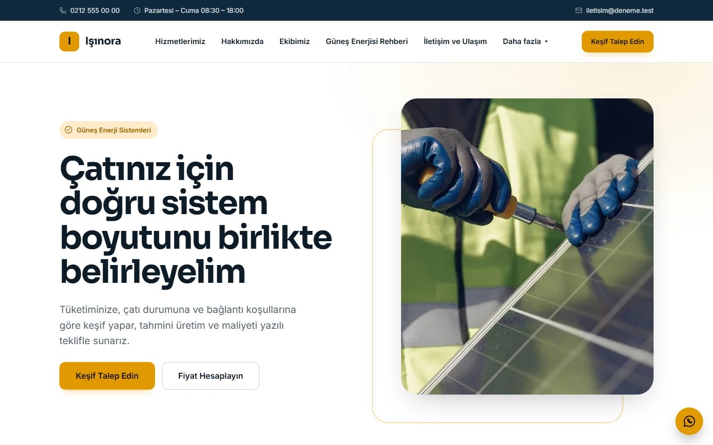 Güneş Enerjisi — Kurumsal teması